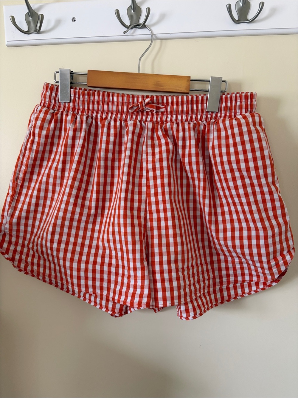 Orange Gingham Cotton Shorts - Picture 3 of 6